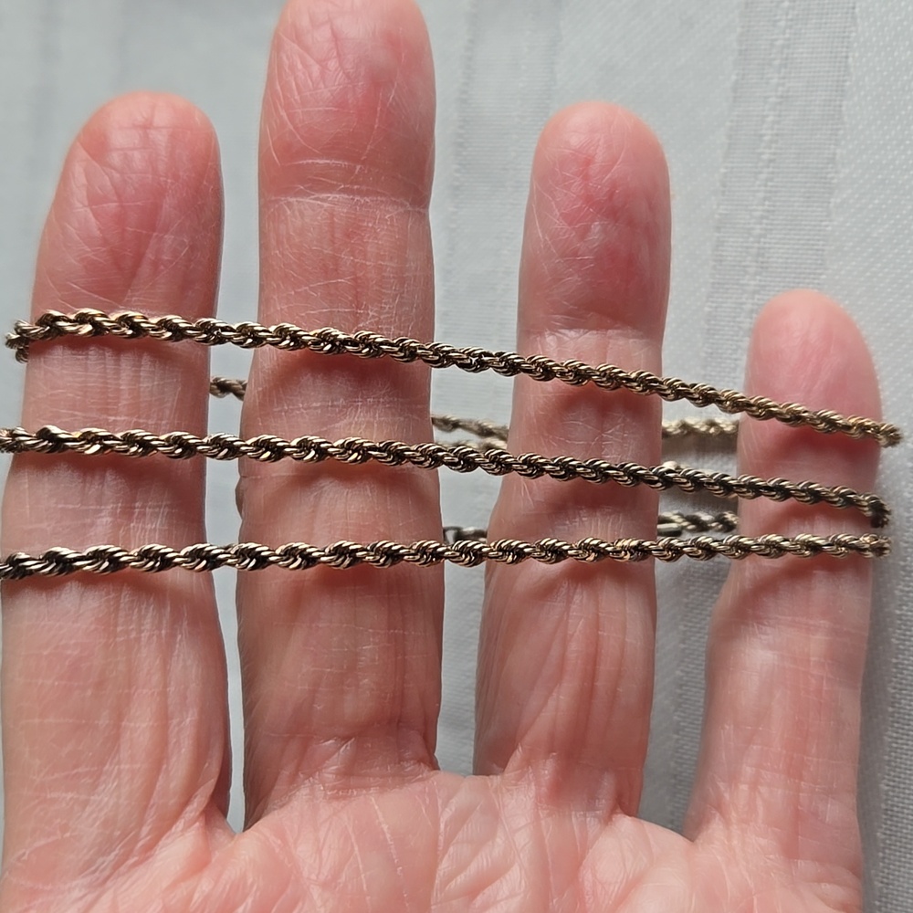 ➰️ 24" Vintage Rope Chain Necklace 10k GP over 925 Silver ➰️